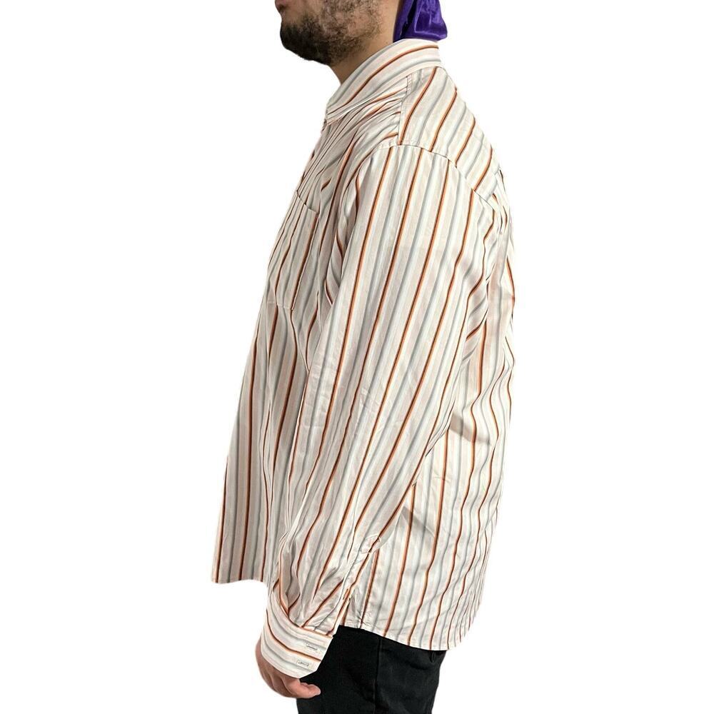 Tommy Bahama XXL striped cotton button down shirt orange gray white casual - Picture 2 of 10
